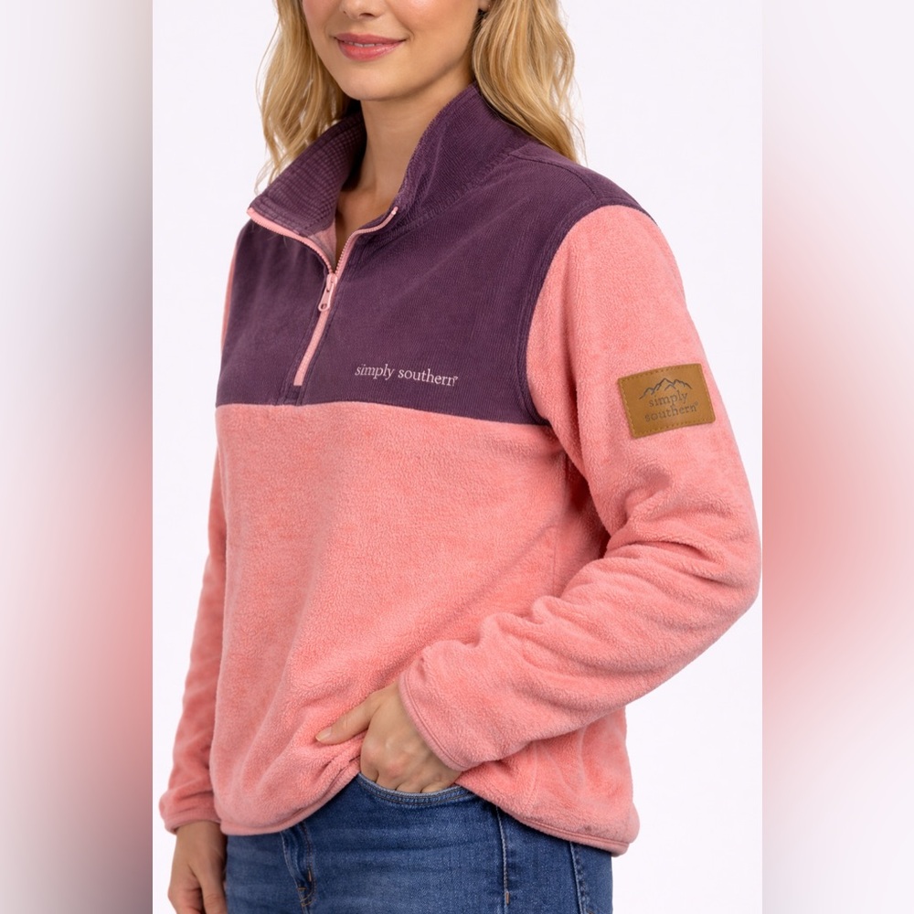 Simply Southern Colorblock Quarter Zip Pullover Size Medium